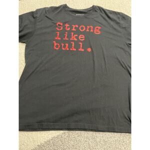 Strong Like Bull Size 2xl Black Men's T-Shirt Red Lettering XXL